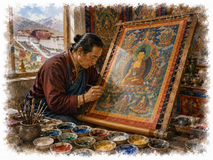 Tibetan Thangka, Lhasa (Tibet)