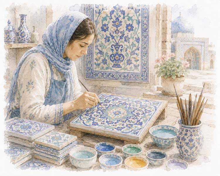 Persian Kashi Tile, Kashan
