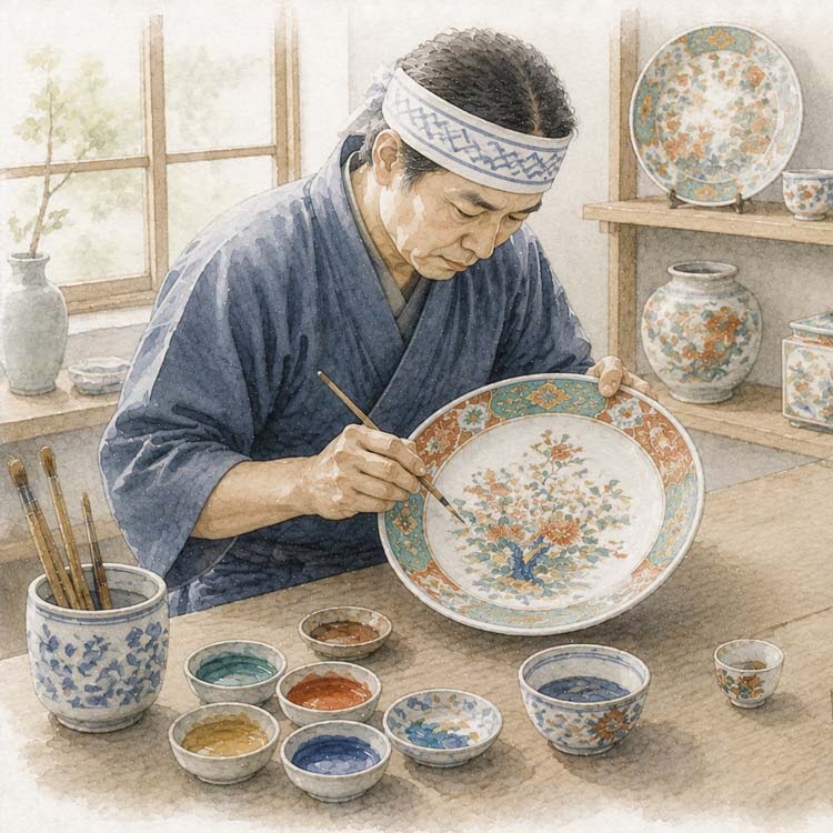 Kutani-yaki Porcelain copy, Kaga (Ishikawa)