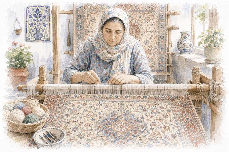 Persian Hand-Knotted Carpet, Tabriz