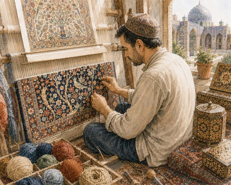 Persian Hand-Knotted Carpet, Kerman
