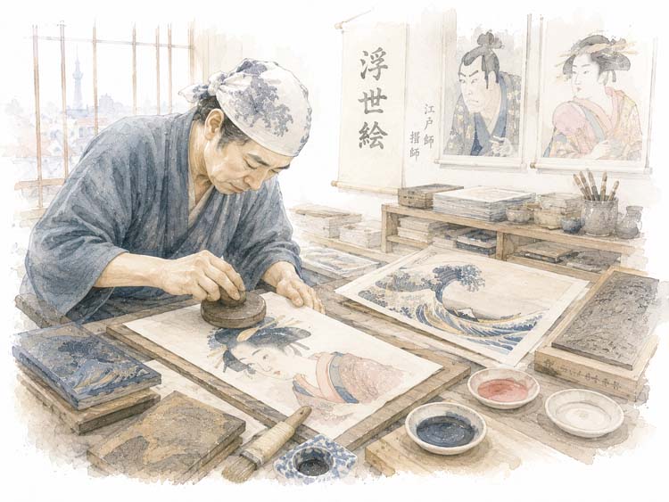 Ukiyo-e Woodblock Print, Edo (Tokyo)